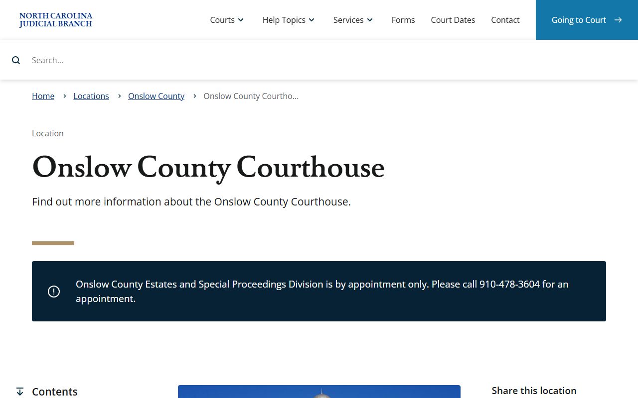 Onslow County court records after arrest courthouse information